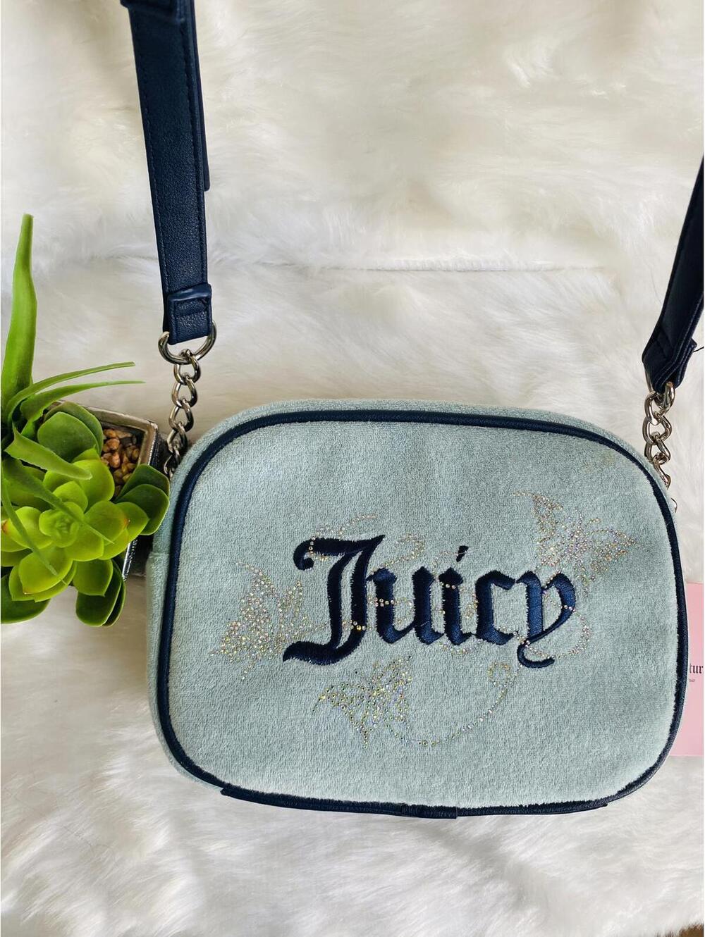Juicy Couture Light Blue Crossbody Handbag with Chain Strap